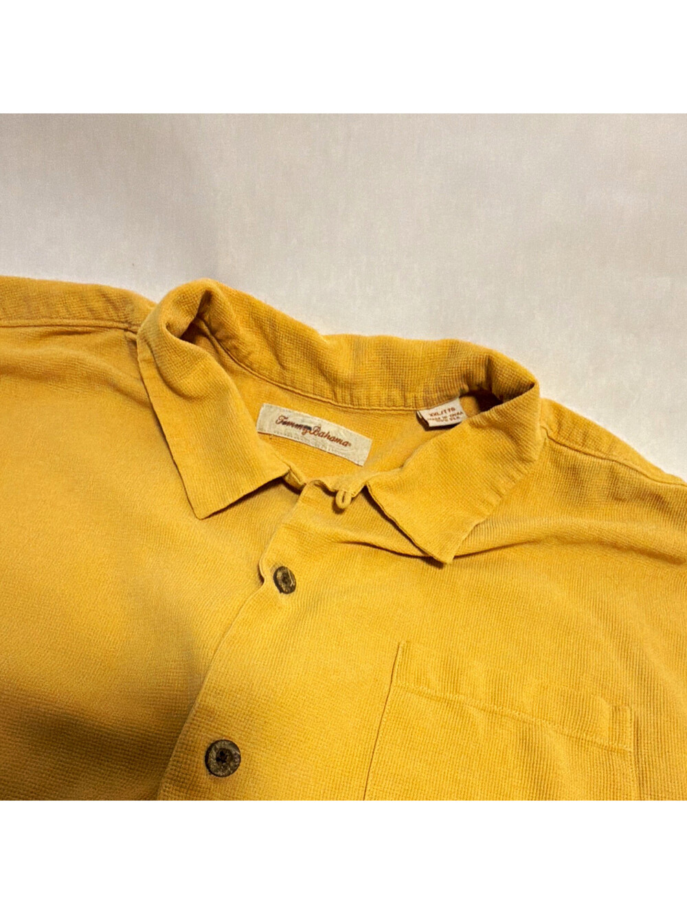 Tommy Bahama Men’s Silk Polo Shirt Yellow Solid Short Sleeve Pocket XXLTG